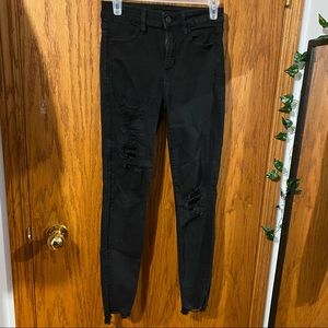 American Eagle Black Ripped Skinny Jeans